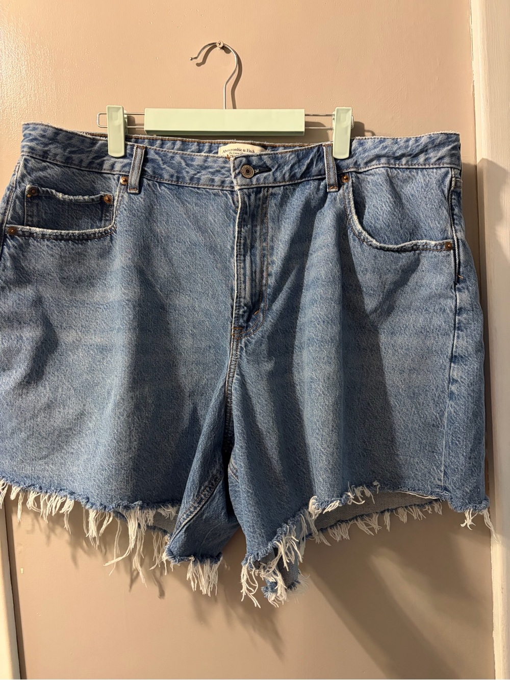 Abercrombie & Fitch Light Blue Denim Cutoff Shorts with Frayed Hem